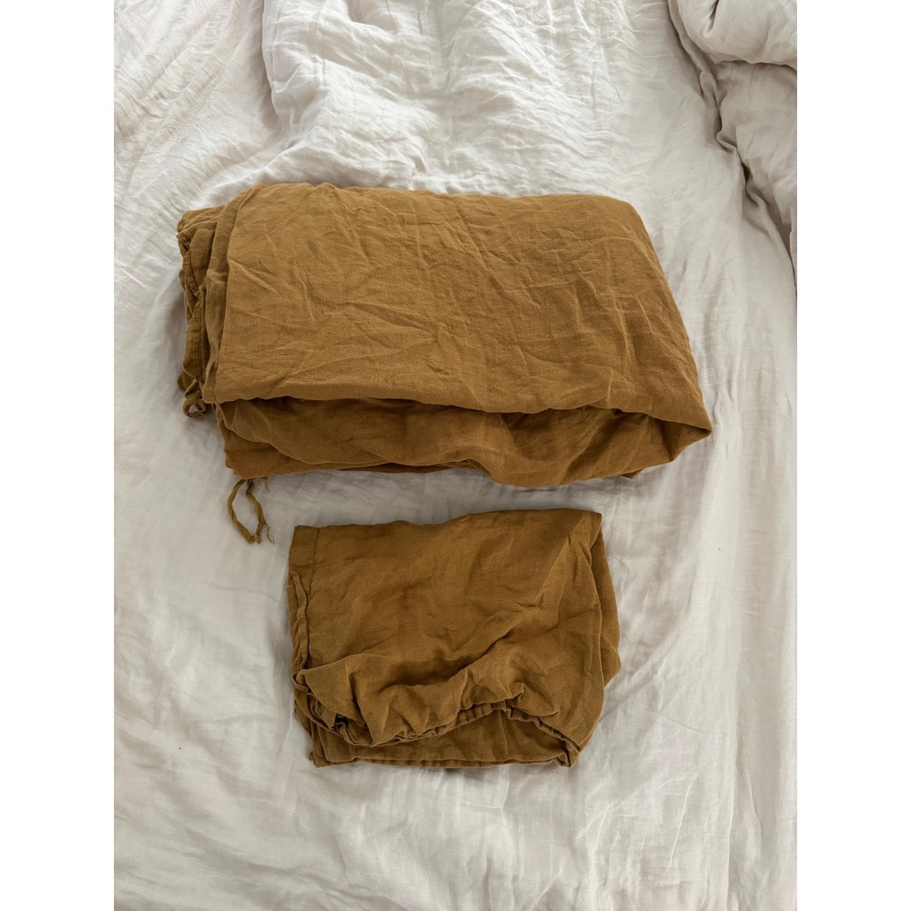 Parachute 100% Linen Full Queen Duvet Cover and Pillowcase in Tobacco